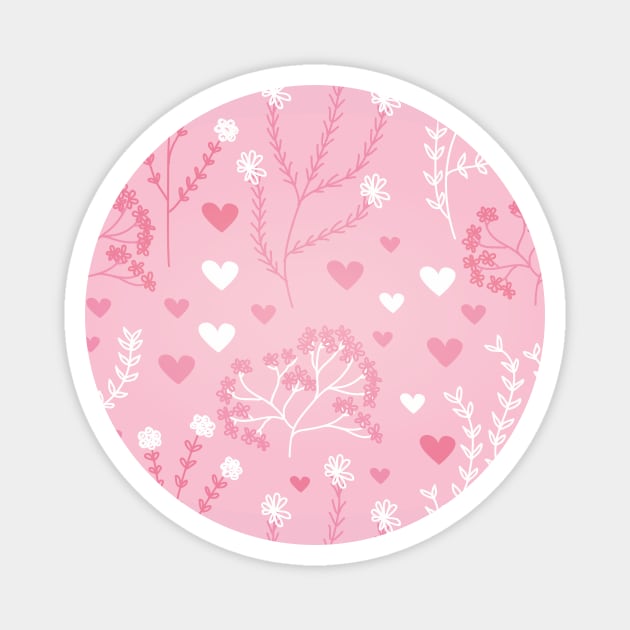 Pretty Pink Floral Hearts Magnet by epiclovedesigns